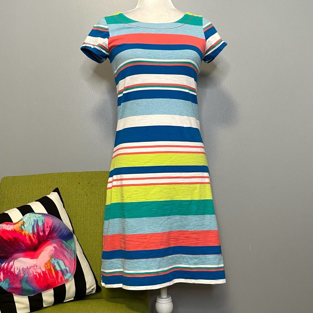 Hatley Nellie Multicolored Striped Short Sleeve T-Shirt Dress XS